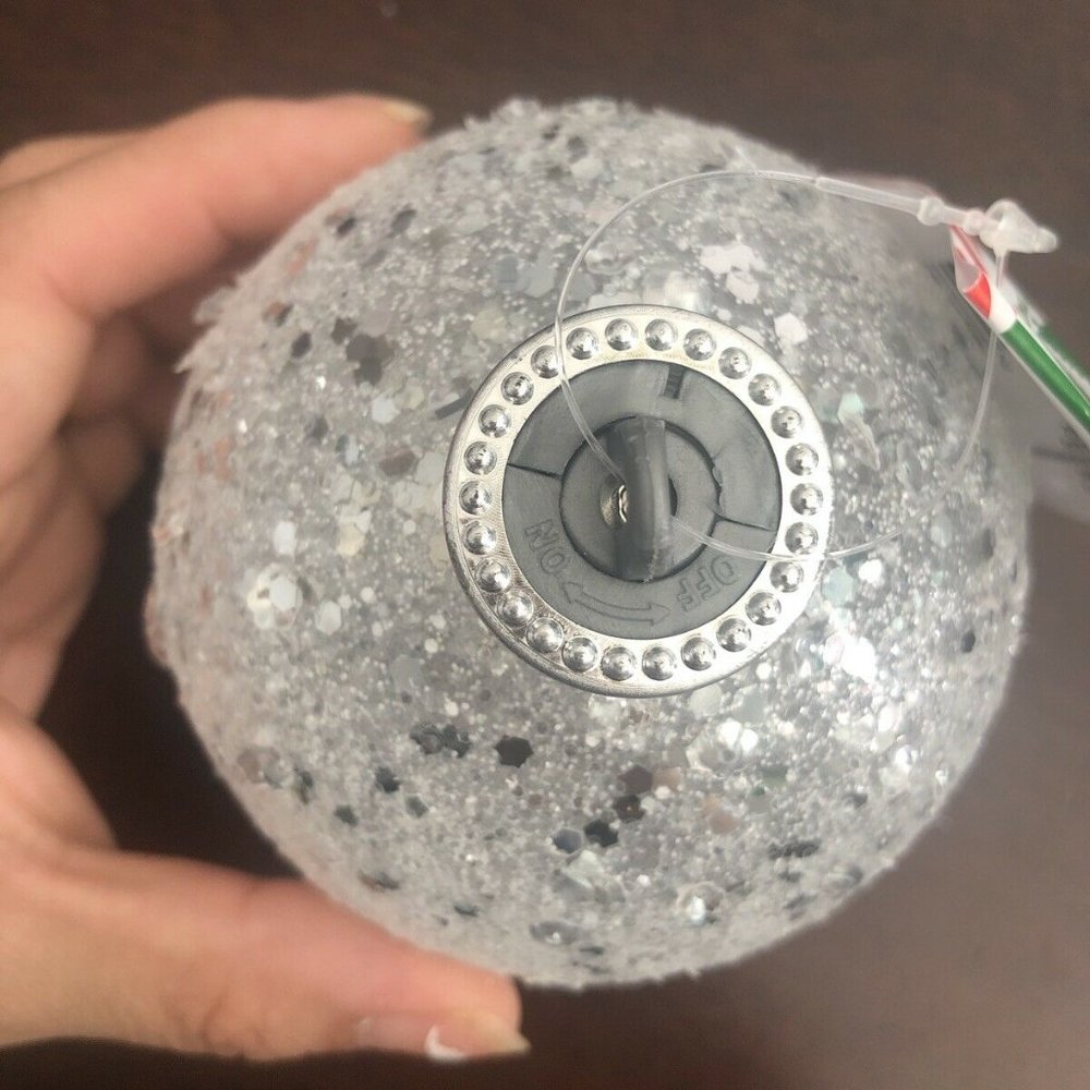 Glittery LED Holiday Ball Ornament - Picture 3 of 4